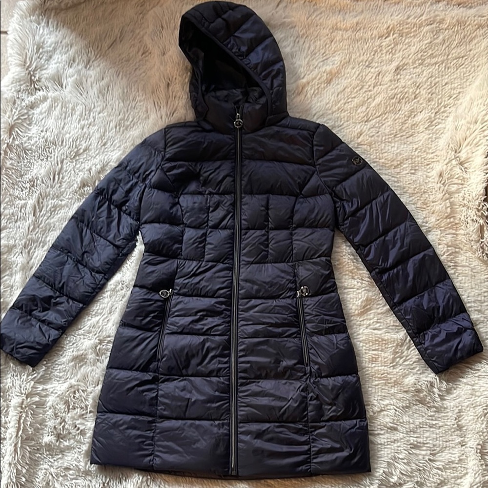 MK Women's lightweight Navy down puffer Jacket
